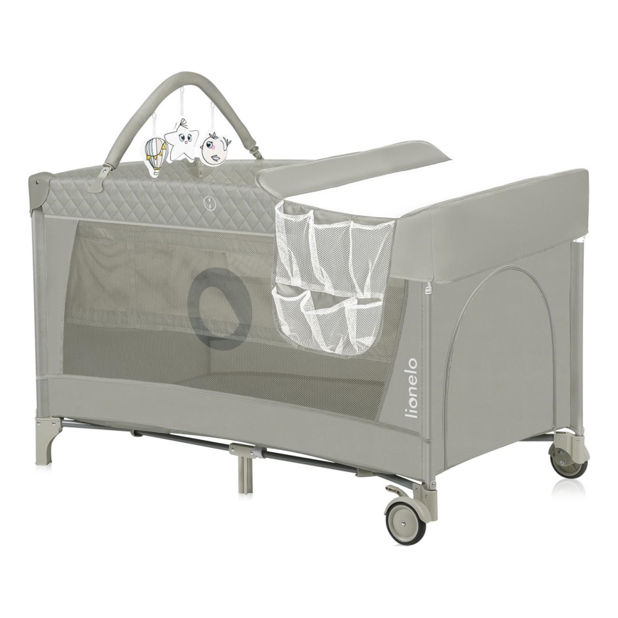 Lionelo - Преносима бебешка кошара FLOWER Капучино