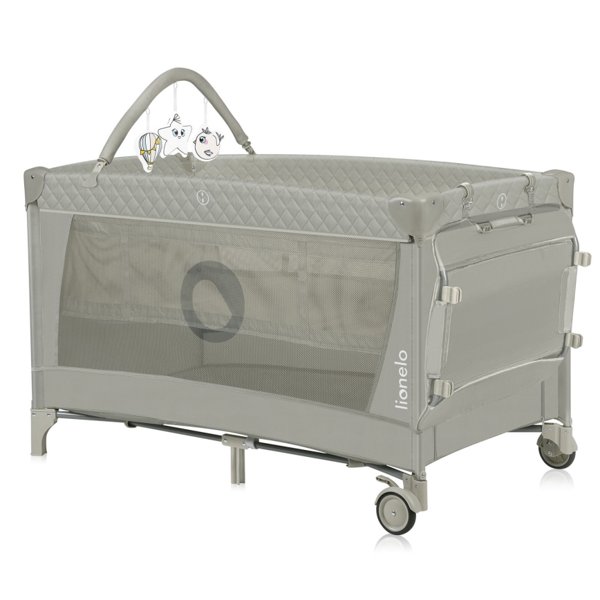 Lionelo - Преносима бебешка кошара FLOWER Капучино