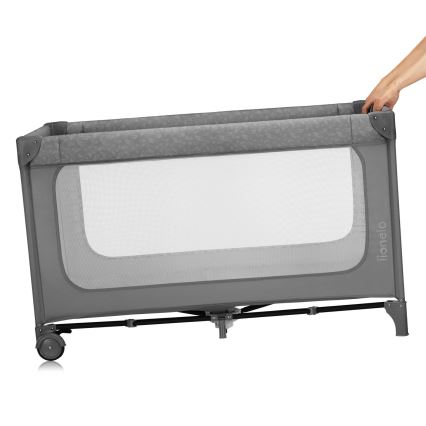 Lionelo - Преносима бебешка кошара JASMIN EASY FOLD Grey Stone