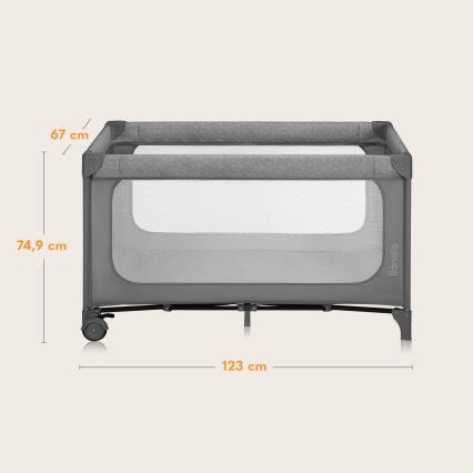 Lionelo - Преносима бебешка кошара JASMIN EASY FOLD Grey Stone