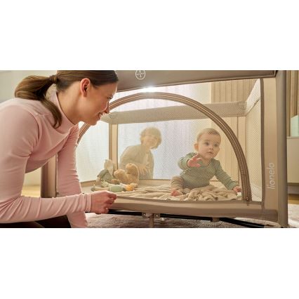 Lionelo - Преносима бебешка кошара LAURA Бежов пясък
