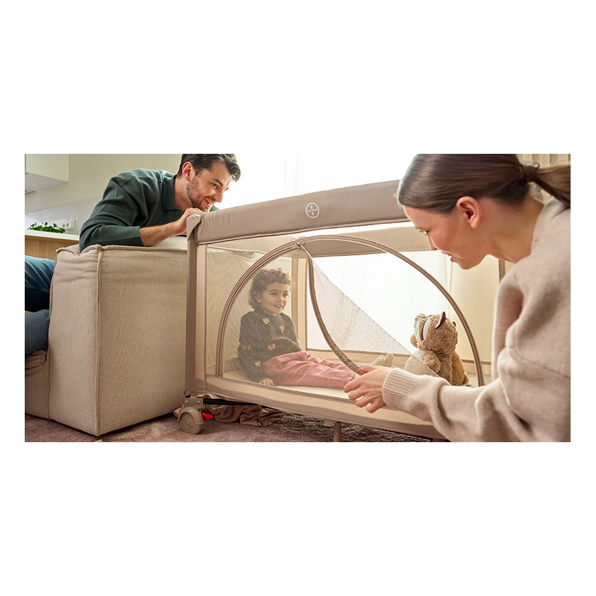 Lionelo - Преносима бебешка кошара LAURA Бежов пясък