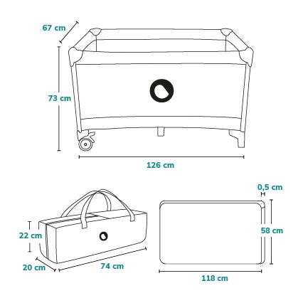 Lionelo - Преносима бебешка кошара STEFI синьо-сиво