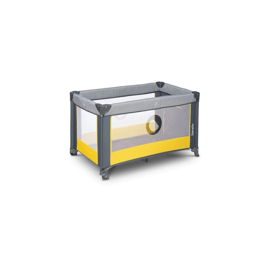 Lionelo - Преносима бебешка кошара STEFI сива/жълта