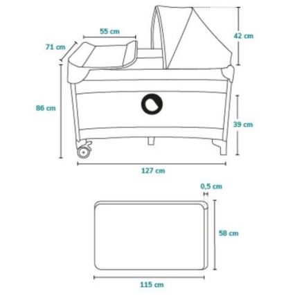 Lionelo - Преносима бебешка кошара SVEN PLUS, сива/тюркоазна