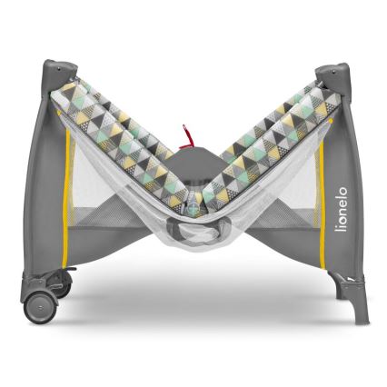 Lionelo - Преносима бебешка кошара SVEN PLUS сива/жълта