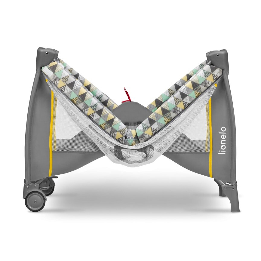 Lionelo - Преносима бебешка кошара SVEN PLUS сива/жълта