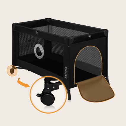 Lionelo - Преносима кошара за пътуване STEFI, Black Carbon