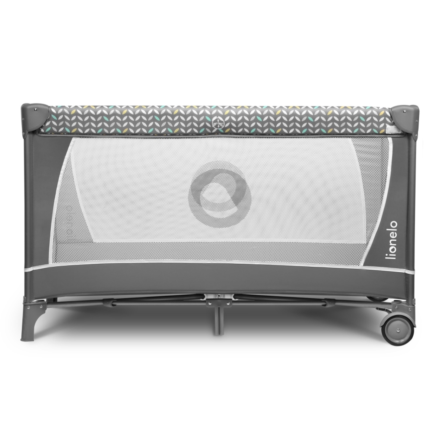 Lionelo - Преносимо бебешко креватче FLOWER, сиво Scandi