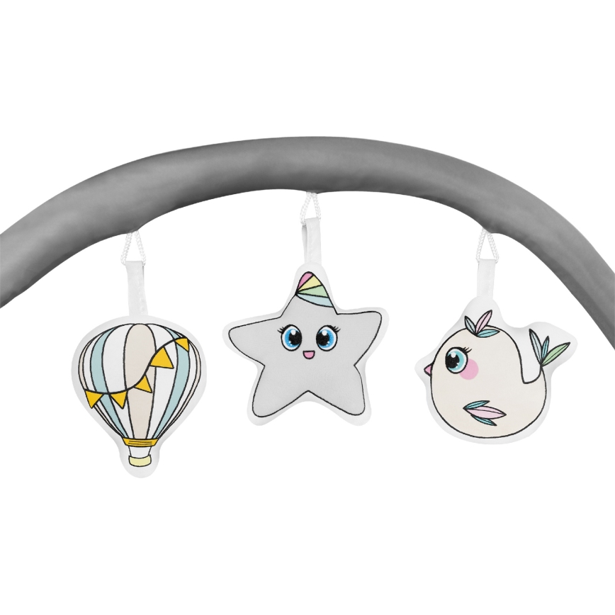 Lionelo - Преносимо бебешко креватче FLOWER, сиво Scandi