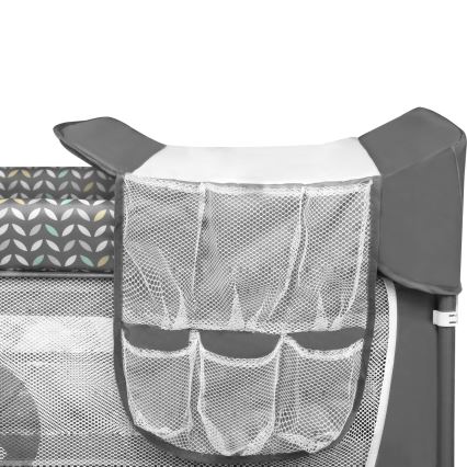 Lionelo - Преносимо бебешко креватче FLOWER, сиво Scandi