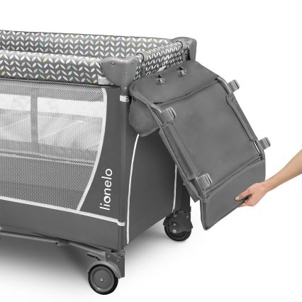 Lionelo - Преносимо бебешко креватче FLOWER, сиво Scandi