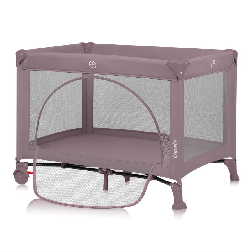 Lionelo - Преносимо бебешко креватче LAURA, розов нюд