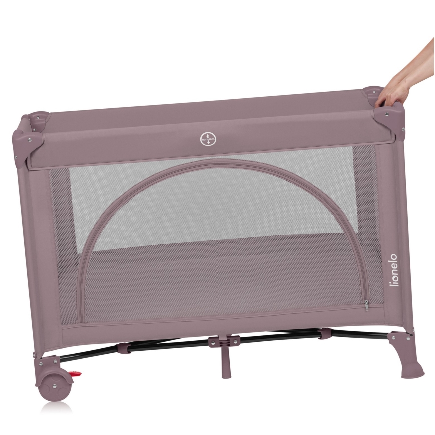 Lionelo - Преносимо бебешко креватче LAURA, розов нюд