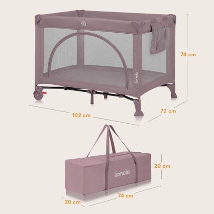 Lionelo - Преносимо бебешко креватче LAURA, розов нюд