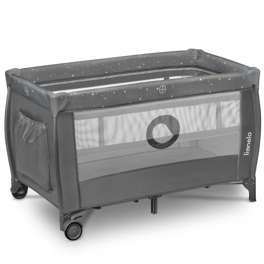 Lionelo - Преносимо бебешко креватче STEFI PLUS сиво/многоцветно