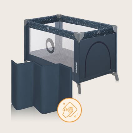 Lionelo - Преносимо бебешко креватче STEFI синьо-сиво