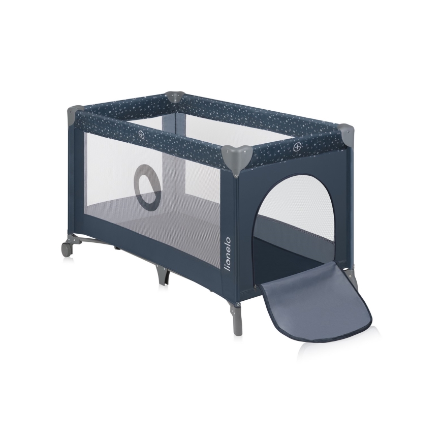 Lionelo - Преносимо бебешко креватче STEFI синьо-сиво