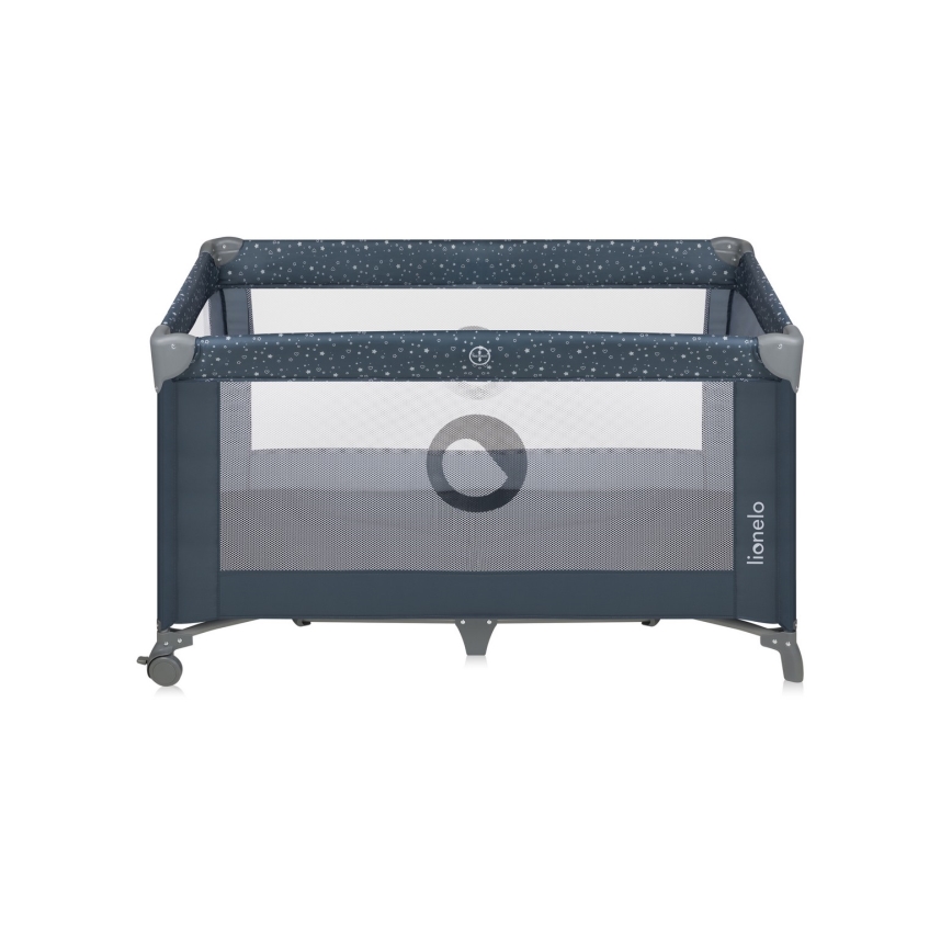Lionelo - Преносимо бебешко креватче STEFI синьо-сиво