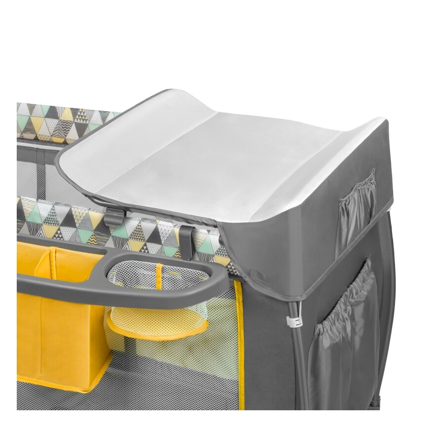 Lionelo - Преносимо бебешко креватче SVEN PLUS, сиво/жълто
