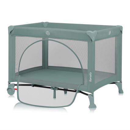 Lionelo - Преносимо креватче LAURA, шалфейово зелено