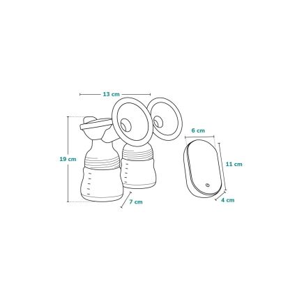 Lionelo - Електрическа акумулаторна двустранна помпа за кърма TWEE GO 5V 1100 mAh 150 мл