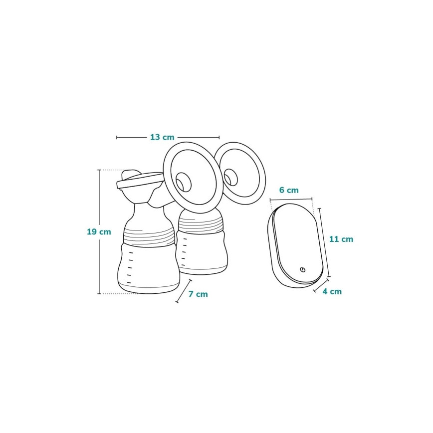 Lionelo - Електрическа акумулаторна двустранна помпа за кърма TWEE GO 5V 1100 mAh 150 мл