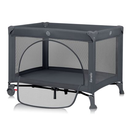 Lionelo - Пътна бебешка кошара LAURA, бетонно сива