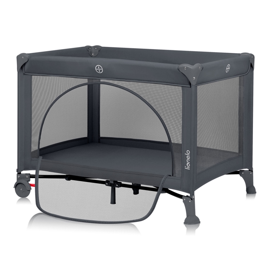 Lionelo - Пътна бебешка кошара LAURA, бетонно сива