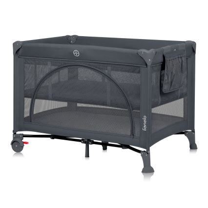 Lionelo - Пътна бебешка кошара LAURA, бетонно сива