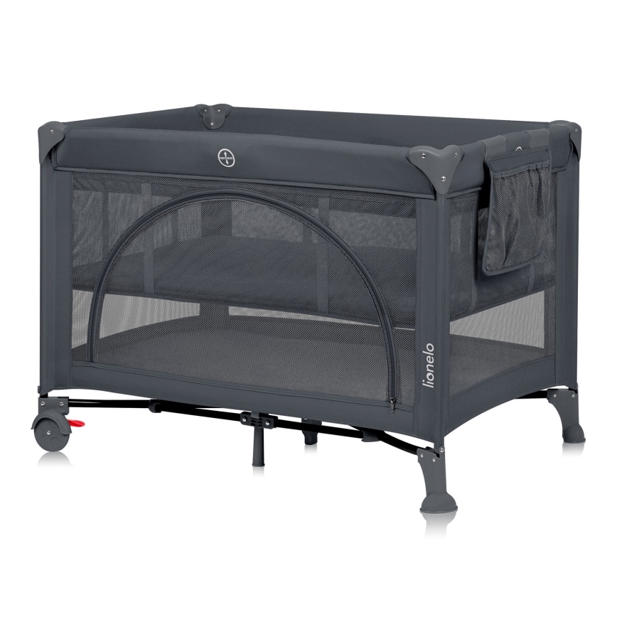 Lionelo - Пътна бебешка кошара LAURA, бетонно сива