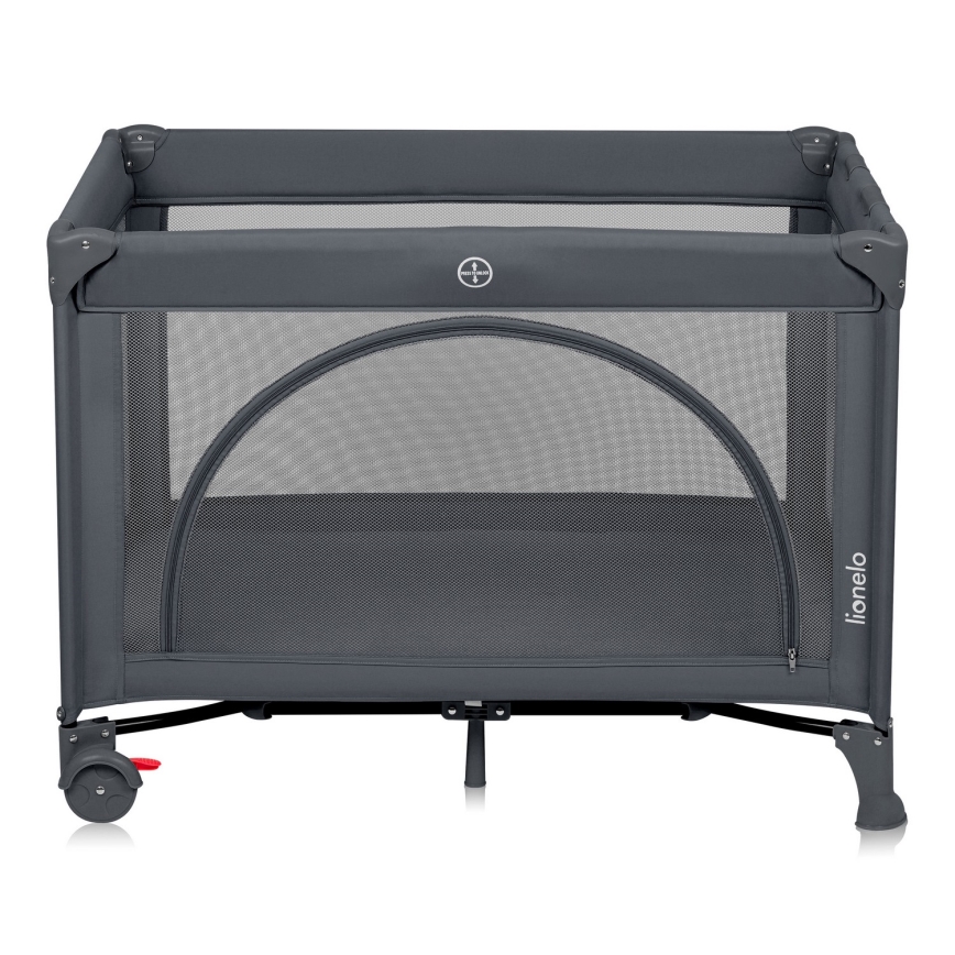 Lionelo - Пътна бебешка кошара LAURA, бетонно сива