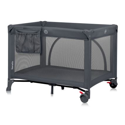 Lionelo - Пътна бебешка кошара LAURA, бетонно сива