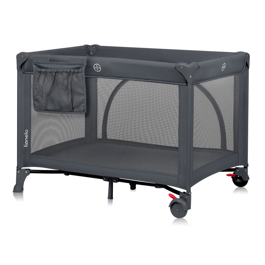 Lionelo - Пътна бебешка кошара LAURA, бетонно сива
