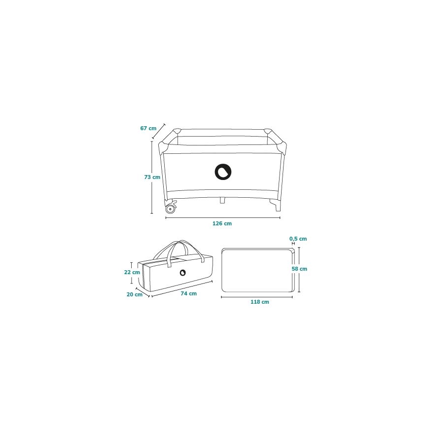 Lionelo - Пътна кошара STEFI тюркоазена