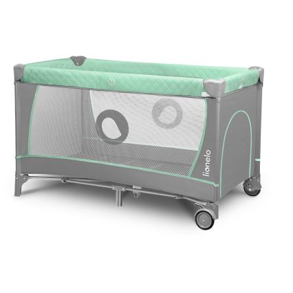 Lionelo - Пътуващо бебешко креватче FLOWER Тюркоаз