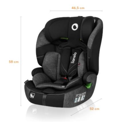 Lionelo - Седалка за кола LEVI ONE i-Size 76-150 см черен/сив