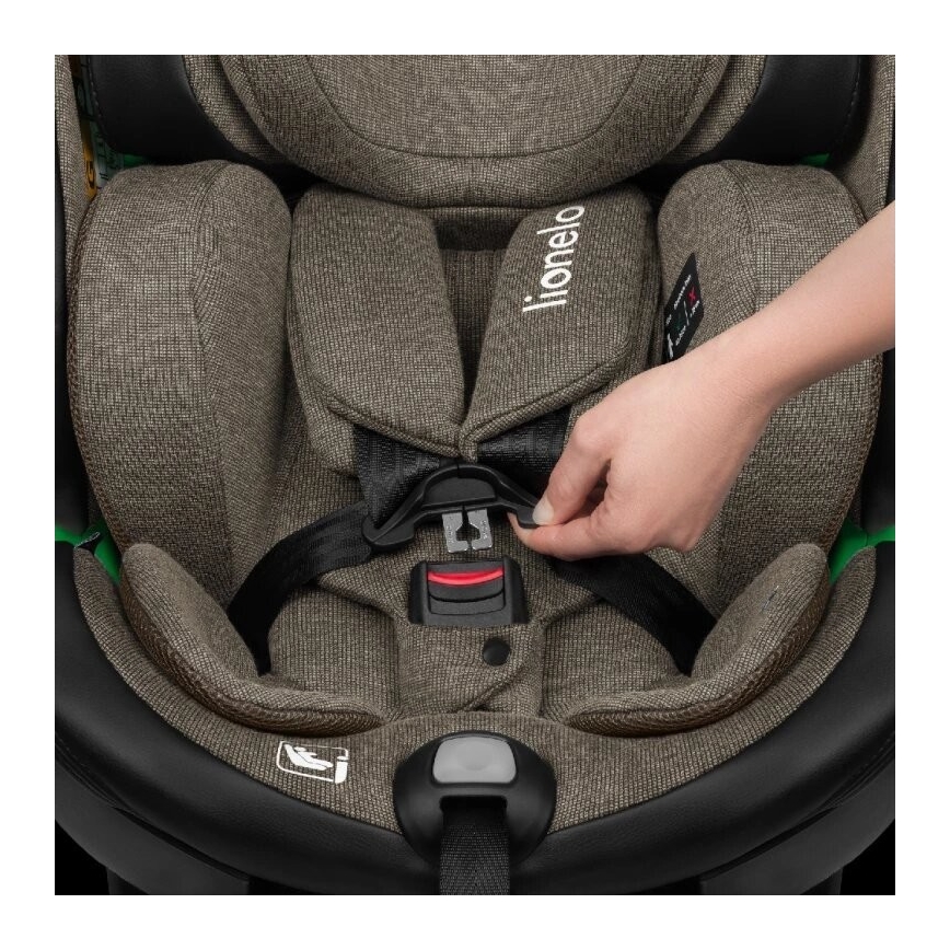Lionelo - Седалка за кола с основа swivel HARMONY i-Size 40-150 см черен/маслина