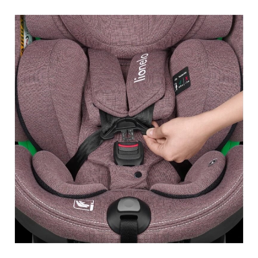 Lionelo - Седалка за кола с основа swivel HARMONY i-Size 40-150 см розов