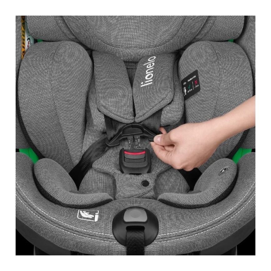Lionelo - Седалка за кола с основа swivel HARMONY i-Size 40-150 см сив
