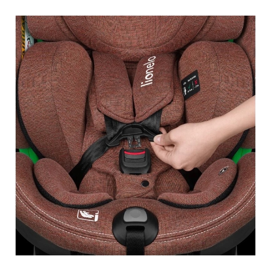 Lionelo - Седалка за кола с основа swivel HARMONY i-Size 40-150 см тухла