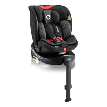 Lionelo - Седалка за кола с основа swivel NAVY i-Size 40-150 см черен/червен