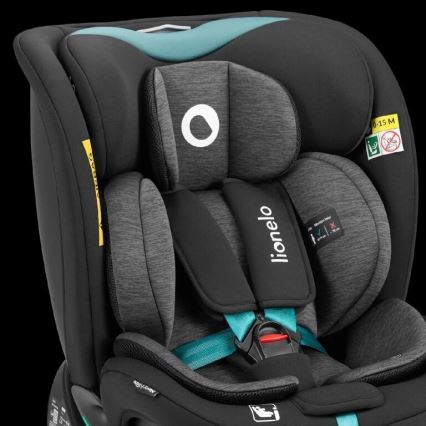 Lionelo - Седалка за кола с основа swivel NAVY i-Size 40-150 см черен/тюркоаз