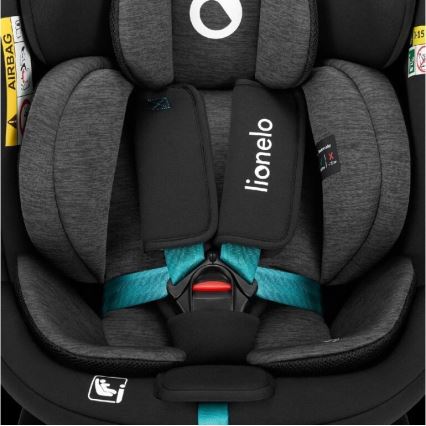 Lionelo - Седалка за кола с основа swivel NAVY i-Size 40-150 см черен/тюркоаз