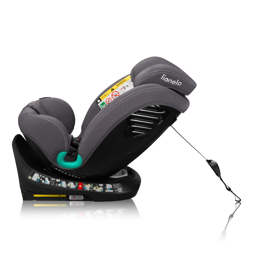Lionelo - Въртящо се автокресло с база BASTIAAN ONE i-Size 40-150 см каменносив