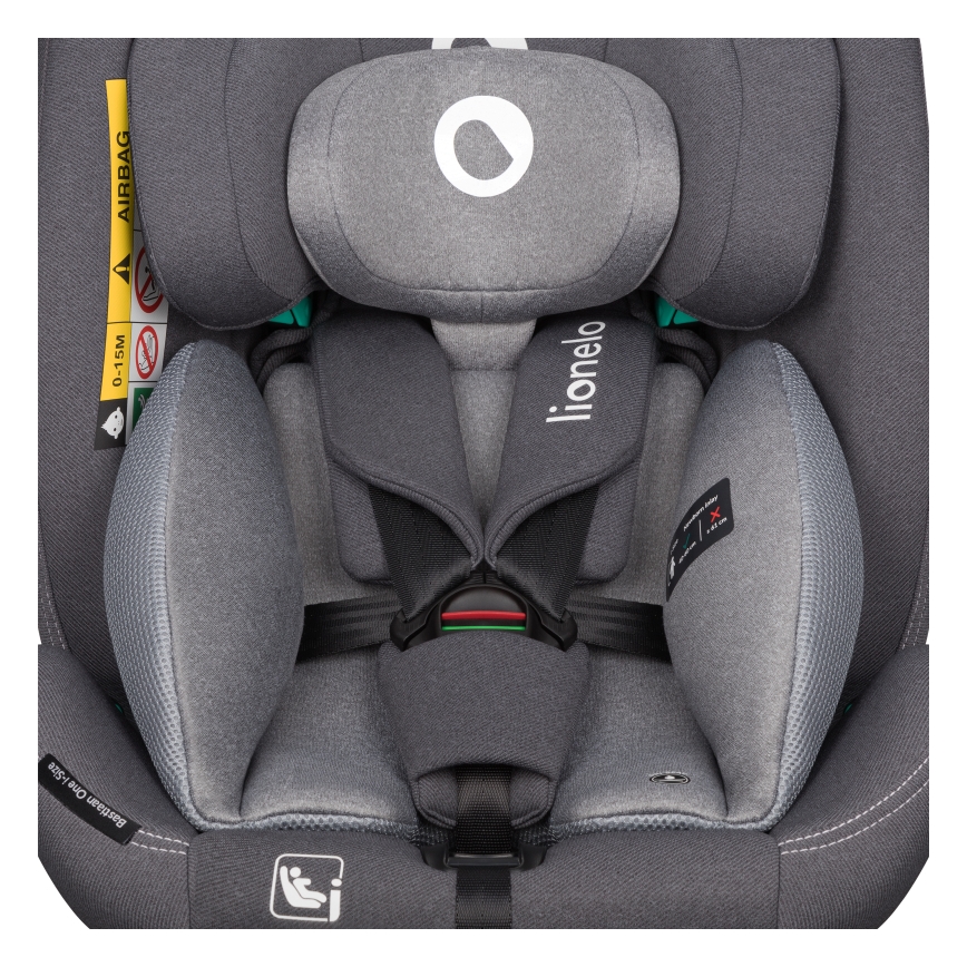 Lionelo - Въртящо се автокресло с база BASTIAAN ONE i-Size 40-150 см каменносив