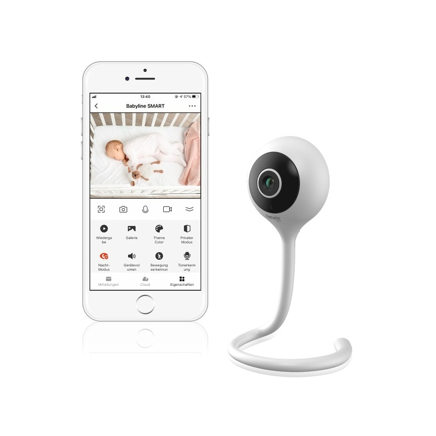 Lionelo - Умен детски бебефон BABYLINE SMART с Wi‑Fi, бял