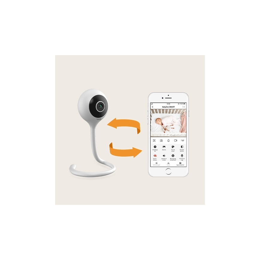 Lionelo - Умен детски бебефон BABYLINE SMART с Wi‑Fi, бял