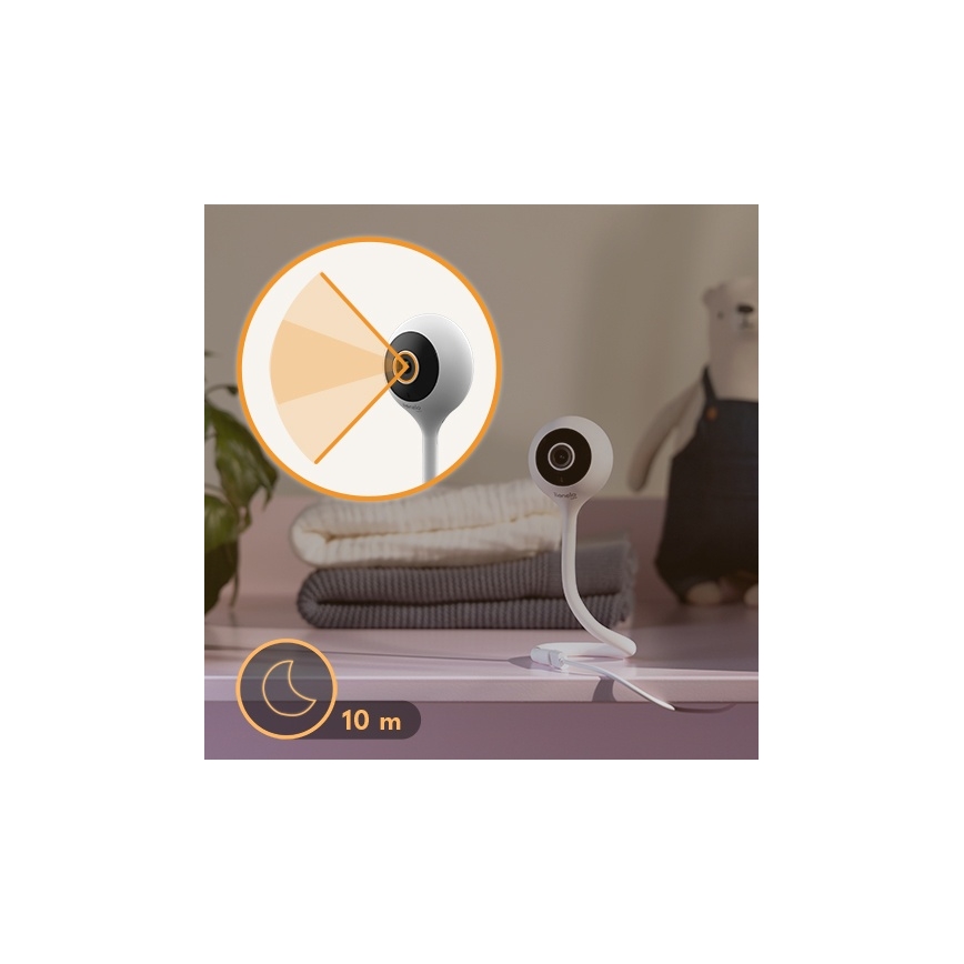 Lionelo - Умен детски бебефон BABYLINE SMART с Wi‑Fi, бял