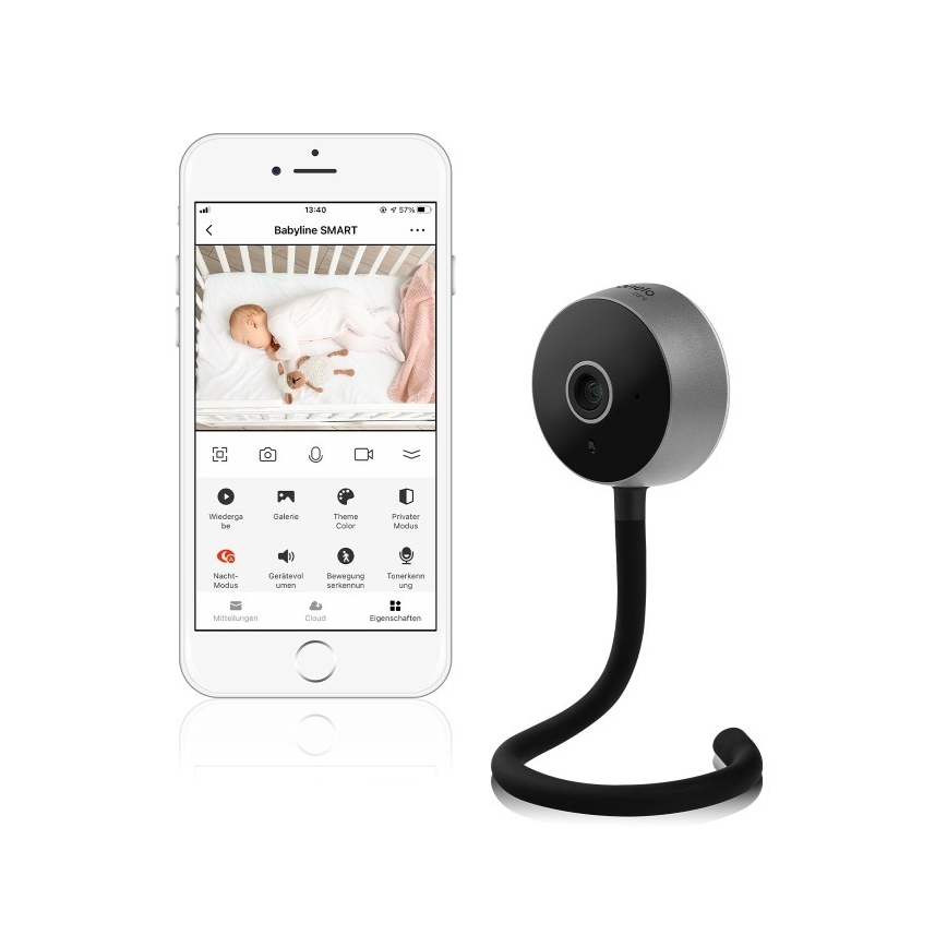 Lionelo - Умна бебешка видеоняня BABYLINE SMART Wi-Fi черна
